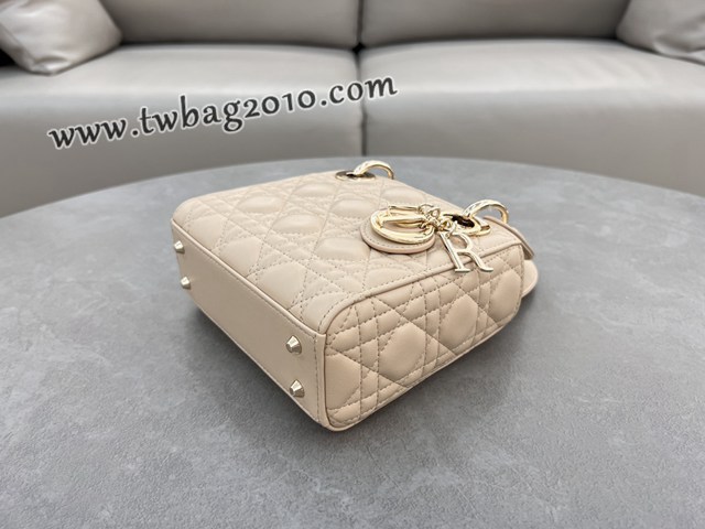 Dior专柜新款Lady女包迪奥高仿原单三格羊皮焦糖米色Classic Lady戴妃包 djfk1285